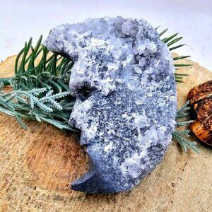 Nature Crystal Cluster Hand Carved Double Side Moon Figure